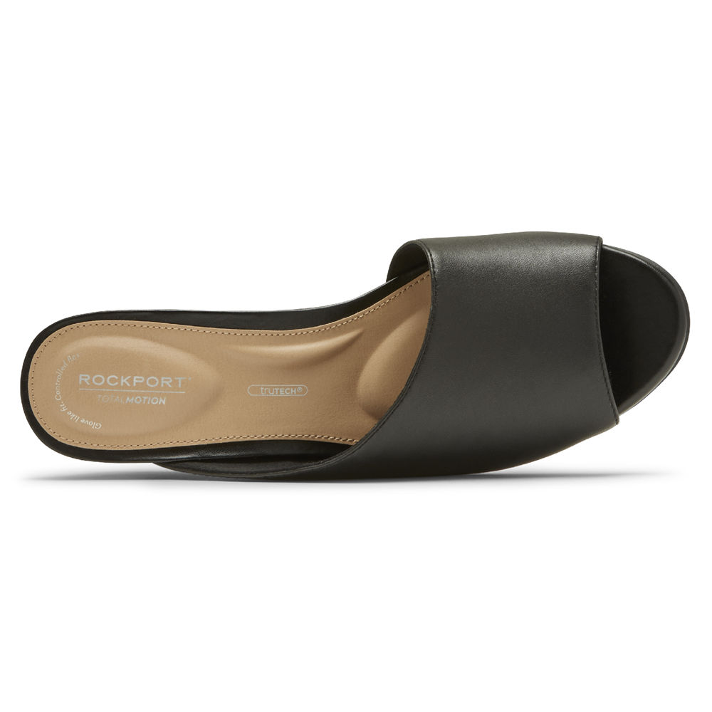 Rockport Slides For Womens Black - Total Motion Taylor Asymmetrical - ZC4950732